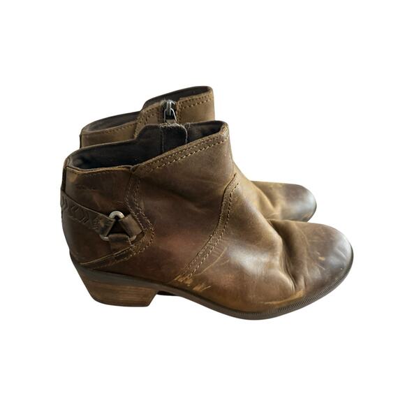 Teva Foxy 1017161 Brown Leather Side Zip Ankle Boots Booties Womens Size 9.5 - Picture 1 of 5